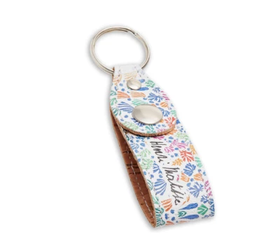 Porte-clés boucle cuir pomme