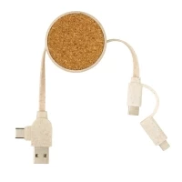 Cable retractable 6 en 1 liège & paille de blé