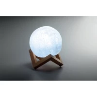 Haut parleur led effet lune et support bois