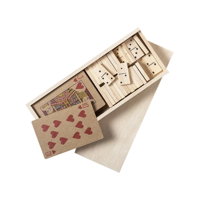 Set jeu de cartes recyclées & domino bois