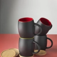 Mug céramique mat et support en bois 400 mL