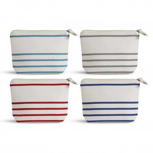 Striped organic cotton cosmetic bag 22 x 15 cm