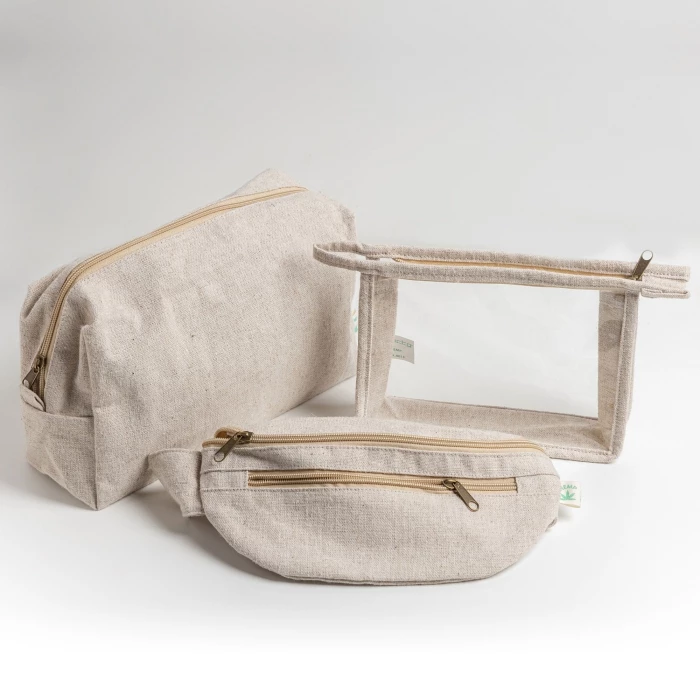 Hemp cosmetic bag 26 x 15,5 x 10 cm