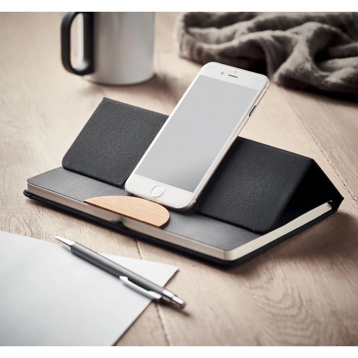 A5 recycled notebook smartphone stand function