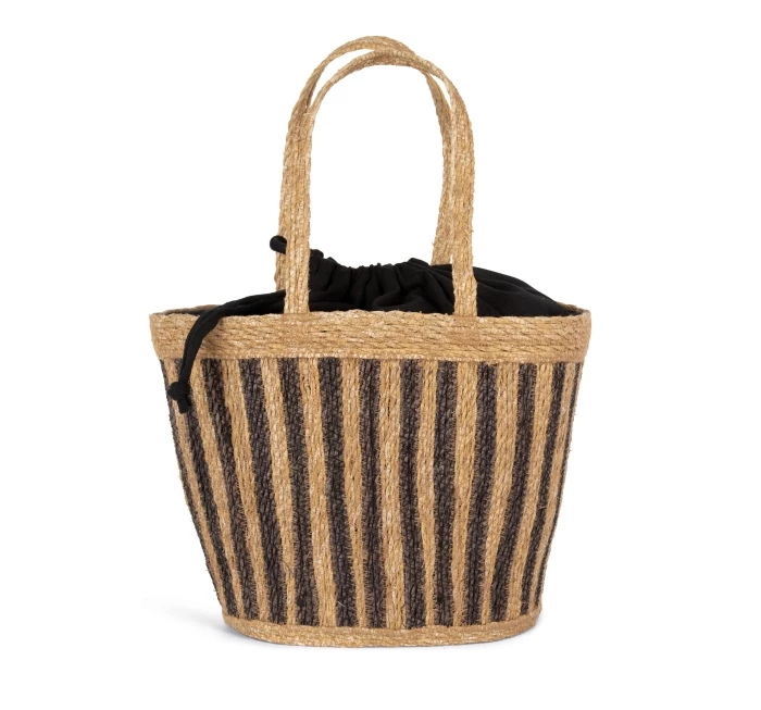 Sea rush striped basket bag 31 x 30 x 19 cm