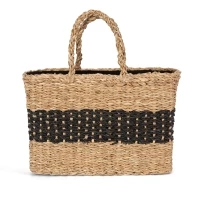 Sea rush striped basket bag 38 x 27 x 19 cm