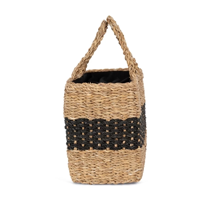 Sea rush striped basket bag 38 x 27 x 19 cm