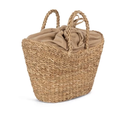 Sac panier demi-lune en jonc de mer 38 x 38 x 21 cm