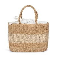 Sac panier en jute et jonc de mer 38 x 25,5 x 21 cm