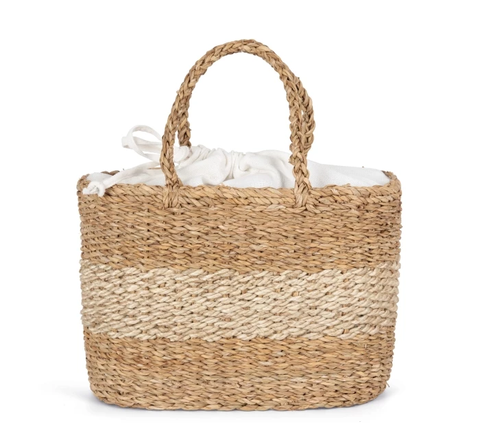Sea rush striped basket bag 38 x 25,5 x 21 cm