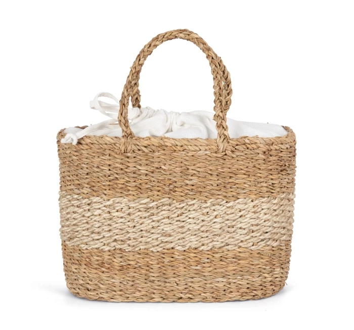 Sac panier en jute et jonc de mer 38 x 25,5 x 21 cm