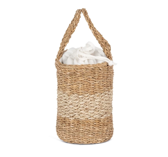 Sac panier en jute et jonc de mer 38 x 25,5 x 21 cm