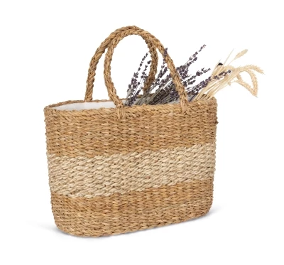 Sac panier en jute et jonc de mer 38 x 25,5 x 21 cm