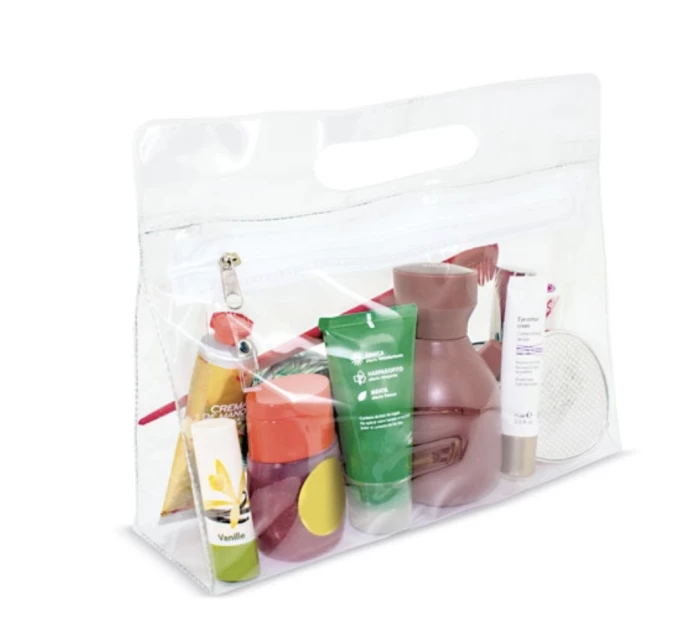Transparent & colored cosmetic bag 24,5 x 20 x 7 cm