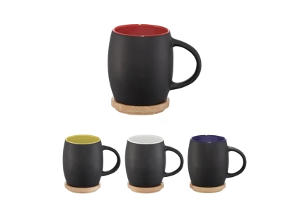 Mug céramique mat et support en bois 400 mL