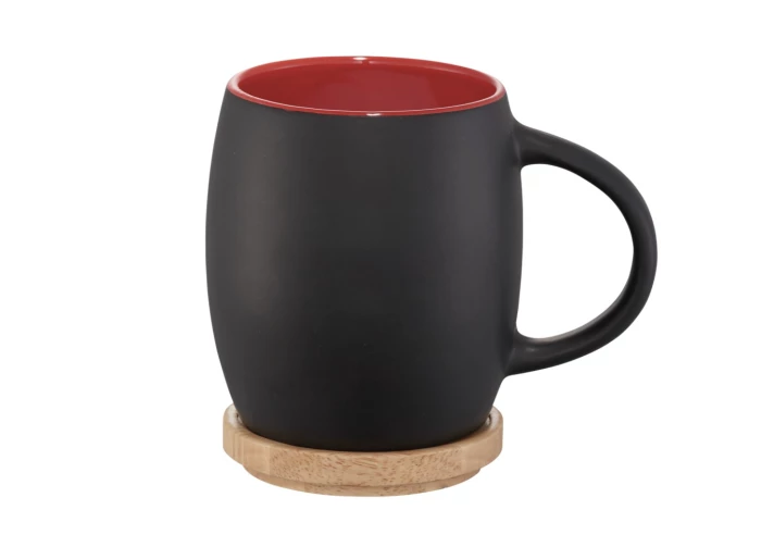 Mug céramique mat et support en bois 400 mL