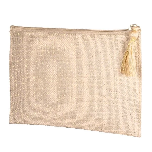 Trousse toile de jute et lurex 21x15 cm