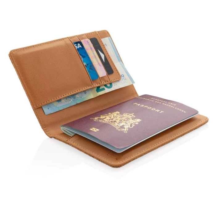 Etui passeport anti RFID liège - Accessoires publicitaires