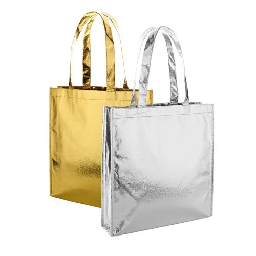 metallic totebag 34 x 35 x 8 cm