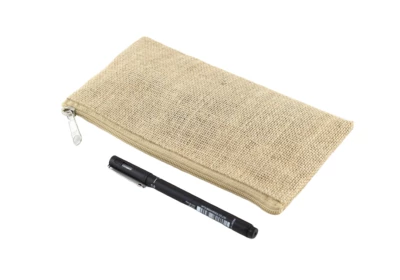 Trousse à crayons et stylo toile de jute