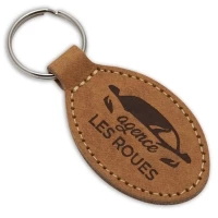 Recycled label keyring from jean