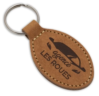 Recycled label keyring from jean