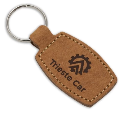 Recycled label keyring from jean