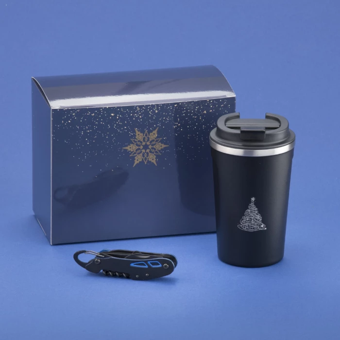 Gift travel box mug and pocket knife