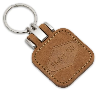 Recycled label keyring from jean