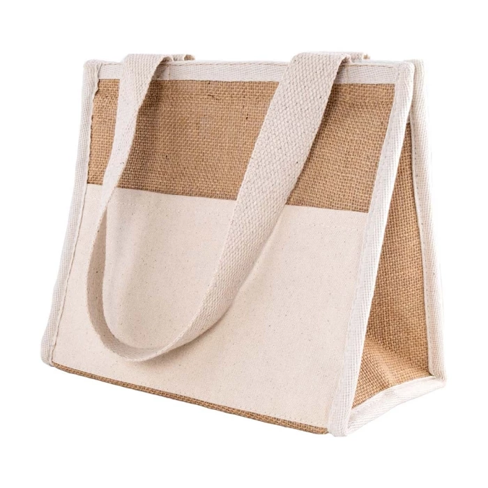 Sac isotherme jute & coton 25 x 22,5 x 15 cm