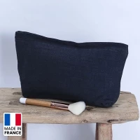 Washed linen pouch made in france