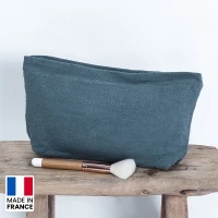 Washed linen pouch made in france