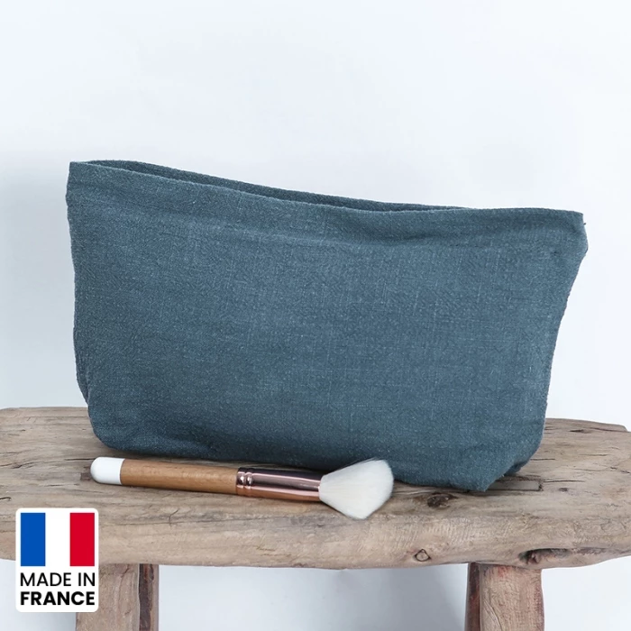 Washed linen pouch made in france
