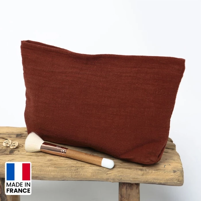 Washed linen pouch made in france