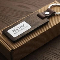 Birch plywood & leather keyring