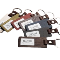 Birch plywood & leather keyring