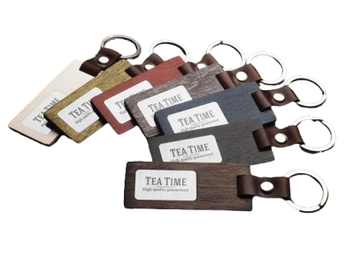 Birch plywood & leather keyring