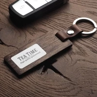 Birch plywood & leather keyring