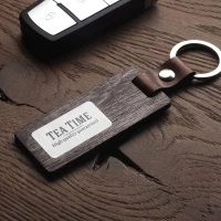 Birch plywood & leather keyring