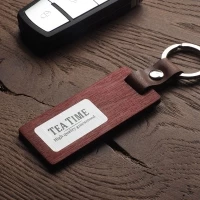 Birch plywood & leather keyring