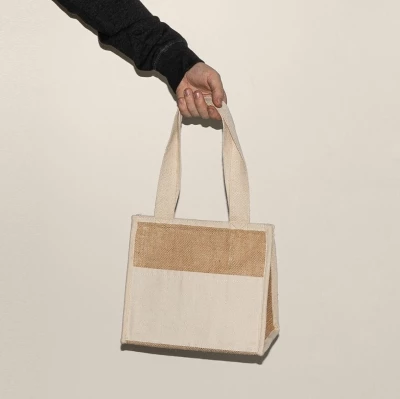 Sac isotherme jute & coton 25 x 22,5 x 15 cm