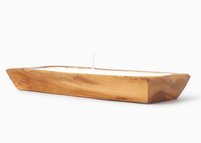 Olive wood candle