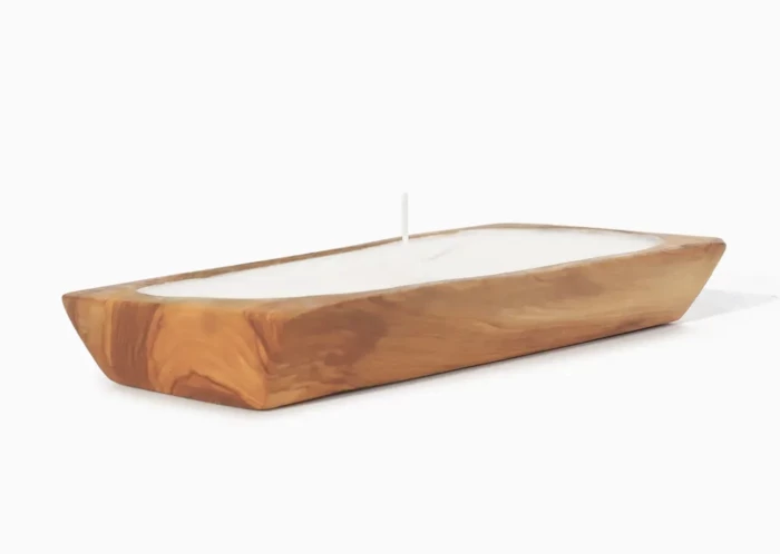 Olive wood candle