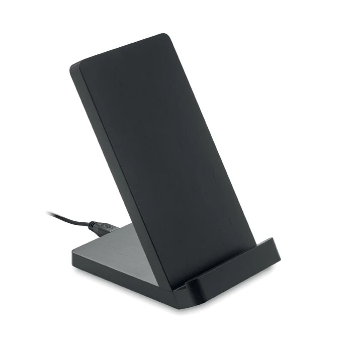 Chargeur sans fil et support téléphone bambou 2 en 1