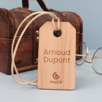 Wooden luggage tag made in france