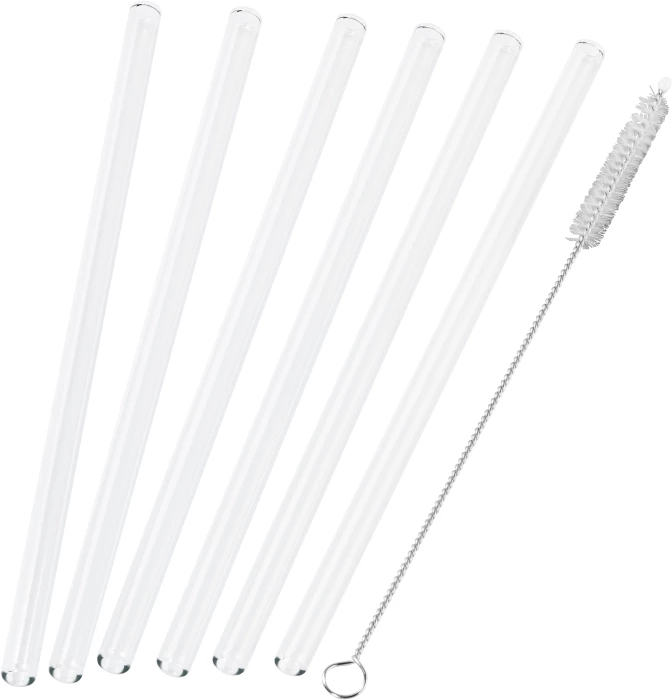 Set 6 pailles en verre & brosse