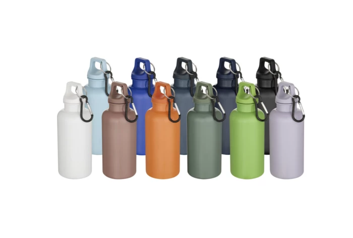 Recycled matte bottle 400ml with carabiner