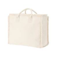 Sac coton frangé zippé  36 x 32  x 19 cm