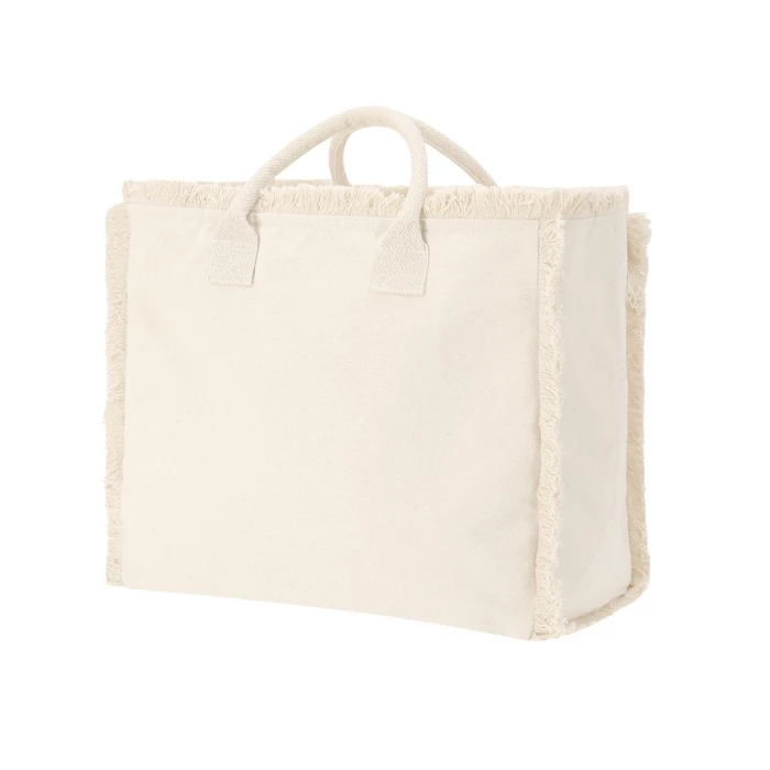Sac coton frangé zippé  36 x 32  x 19 cm