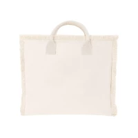 Sac coton frangé zippé  36 x 32  x 19 cm